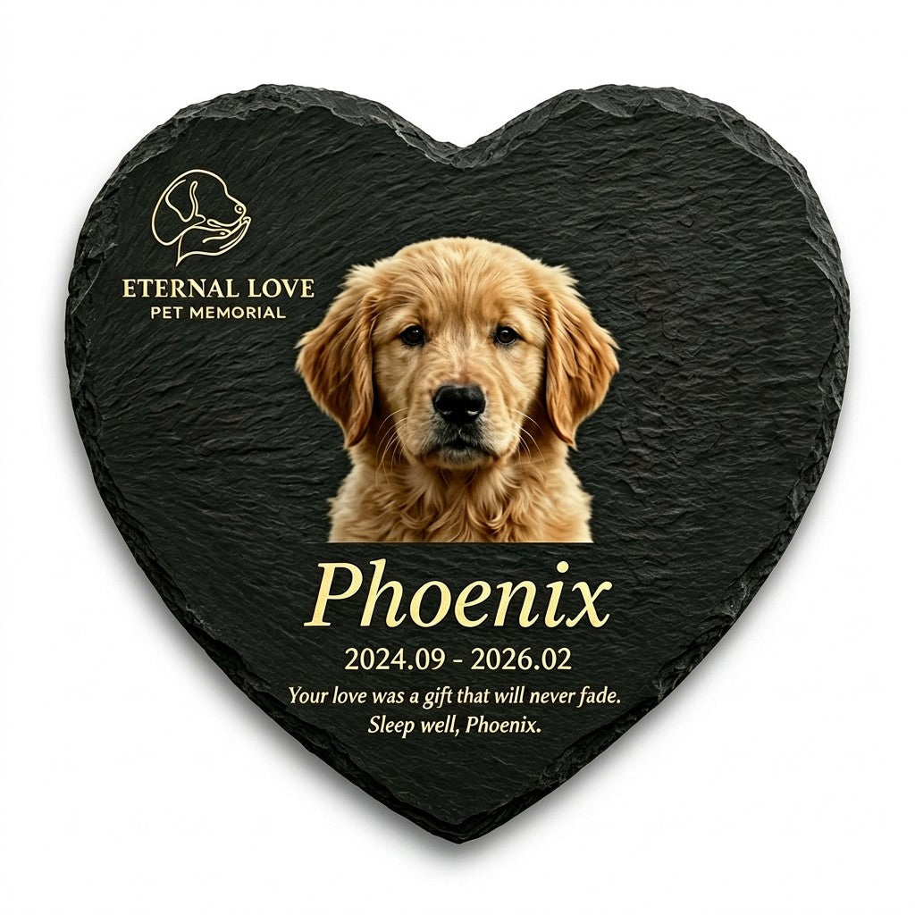 Personalized heart slate pet memorial garden marker — product image 1