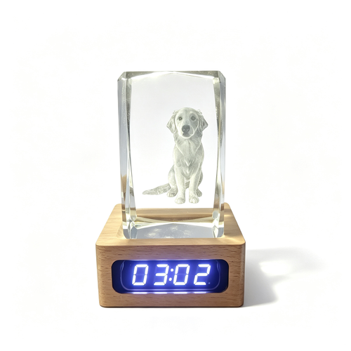 Personalized 3D crystal pet memorial night light — product image 1