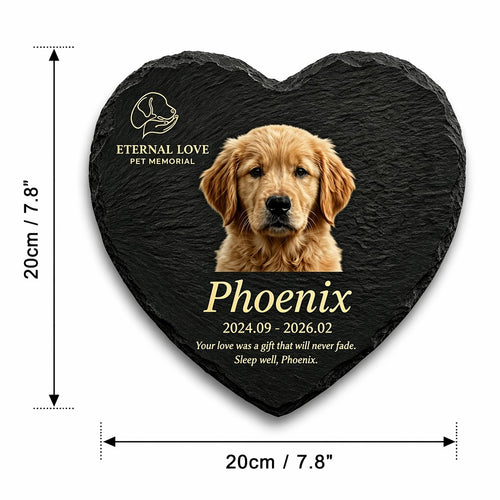 Personalized heart slate pet memorial garden marker — product image 2