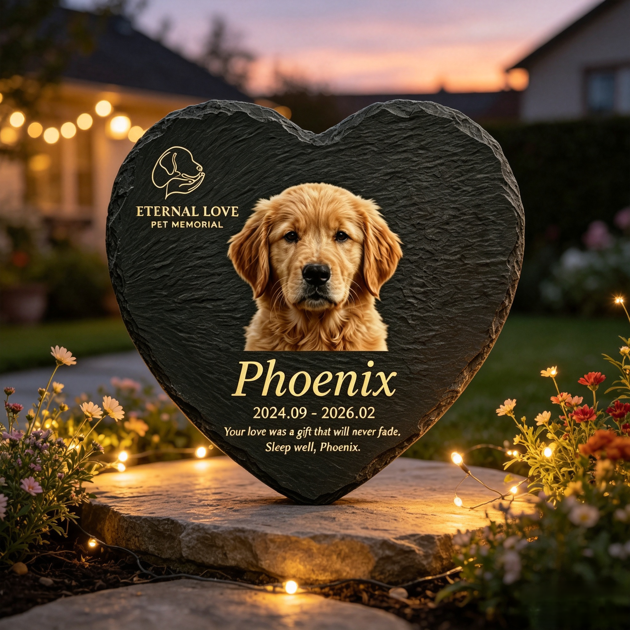 Personalized heart slate pet memorial garden marker — product image 6