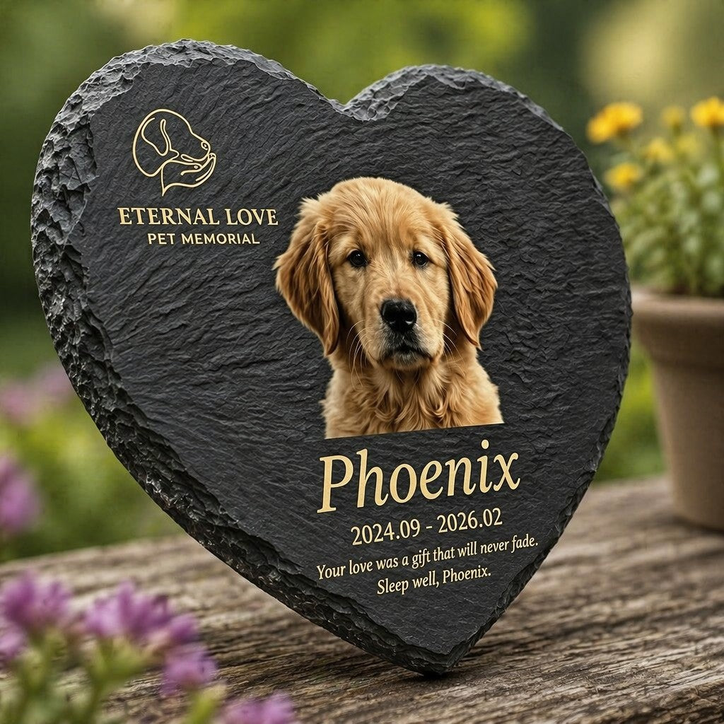 Personalized heart slate pet memorial garden marker — product image 4