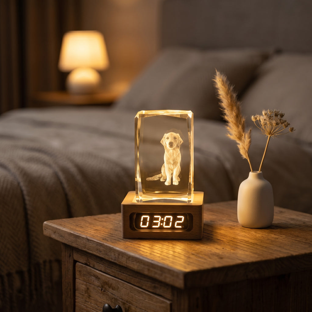 Personalized 3D crystal pet memorial night light — product image 6