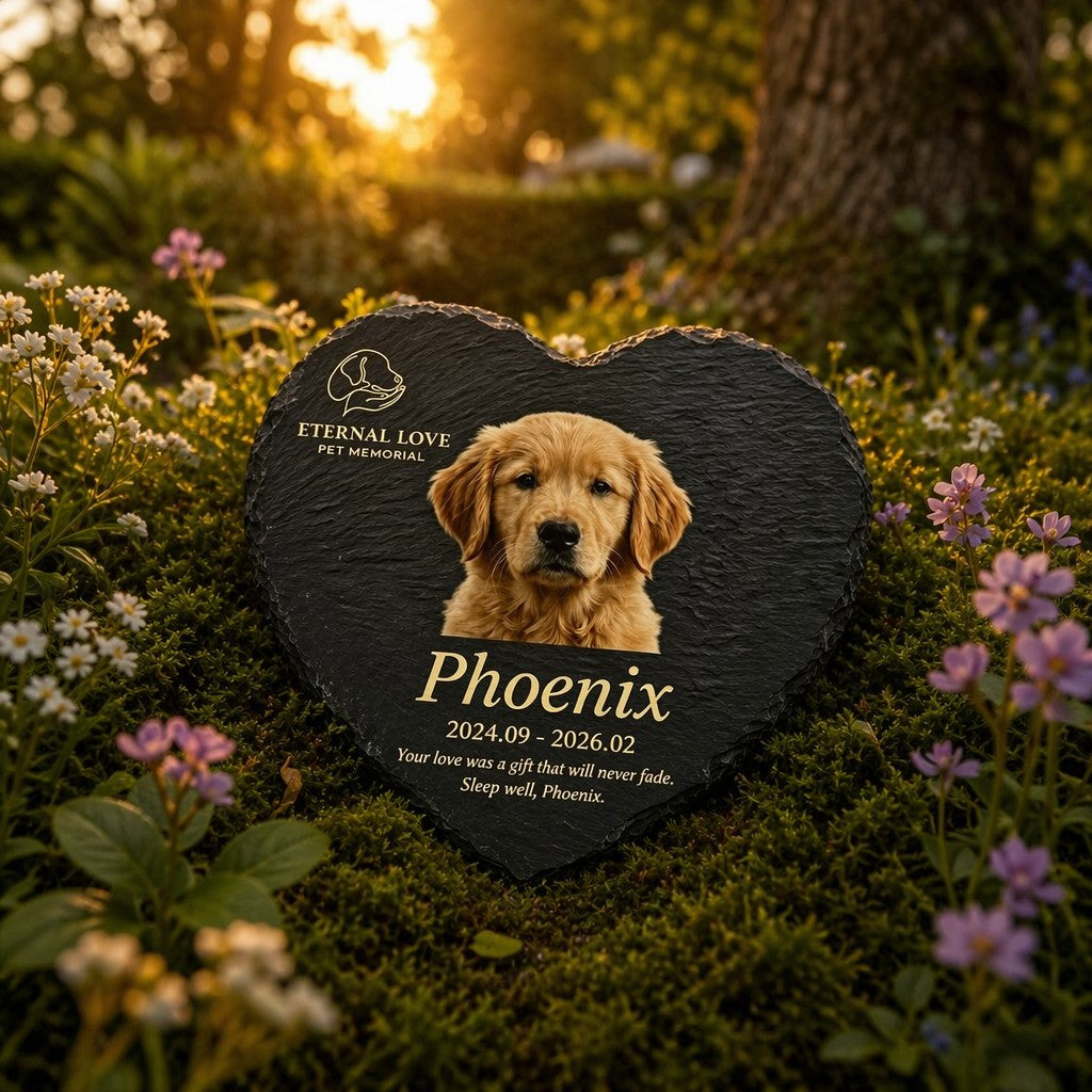 Personalized heart slate pet memorial garden marker — product image 5