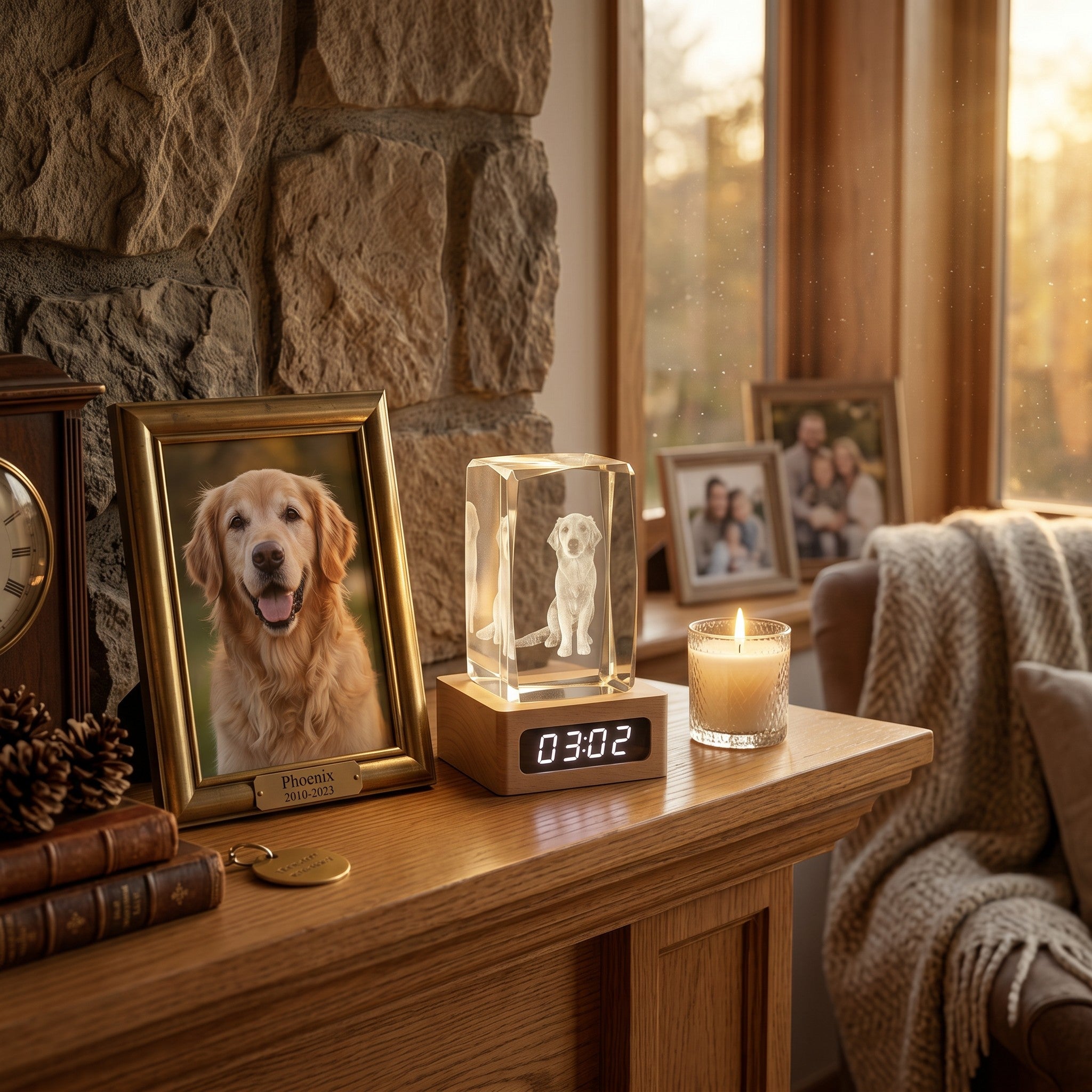 Personalized 3D crystal pet memorial night light — product image 8