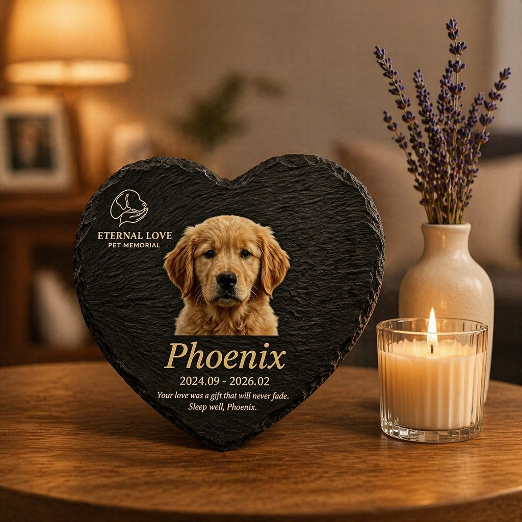 Personalized heart slate pet memorial garden marker — product image 8