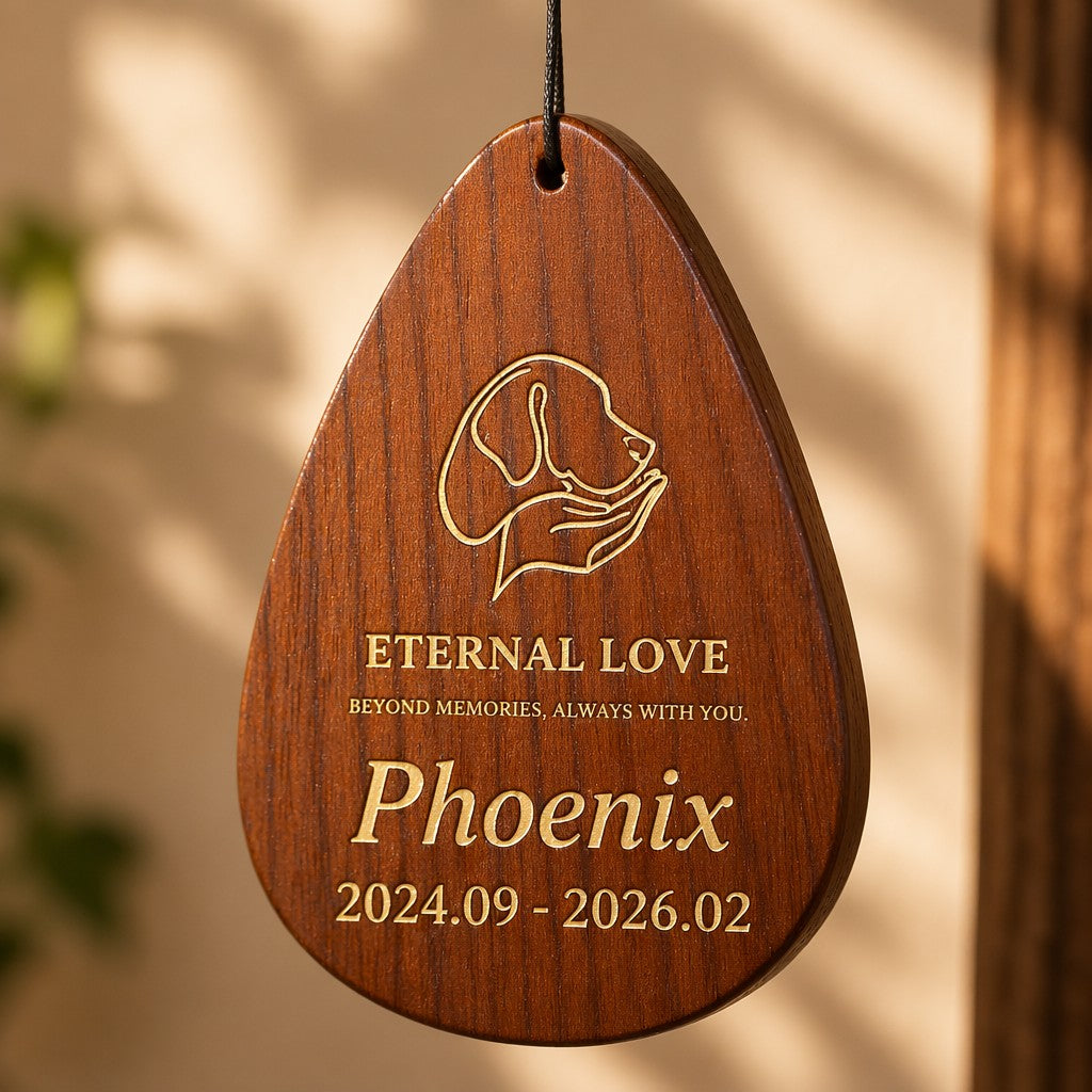 Personalized pet memorial wind chime with bronze-finish tubes — product image 4