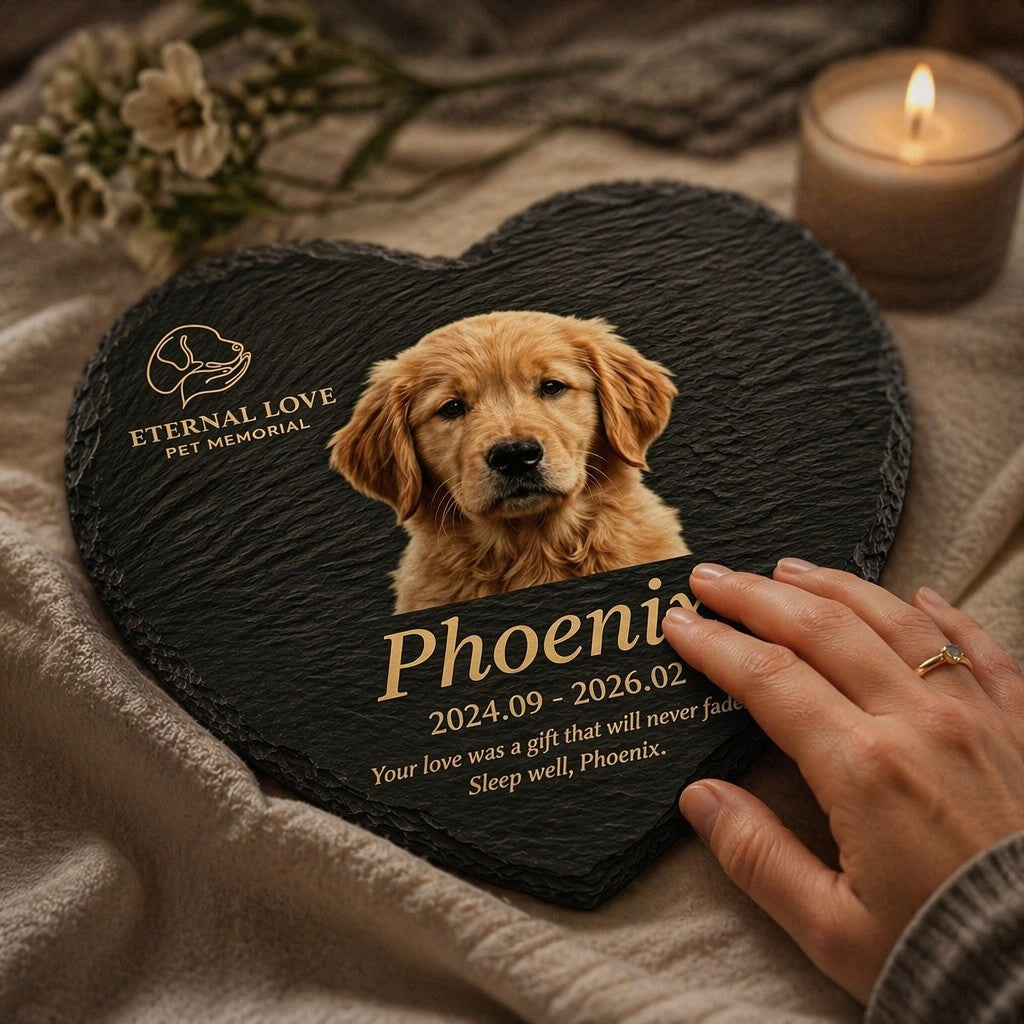 Personalized heart slate pet memorial garden marker — product image 10