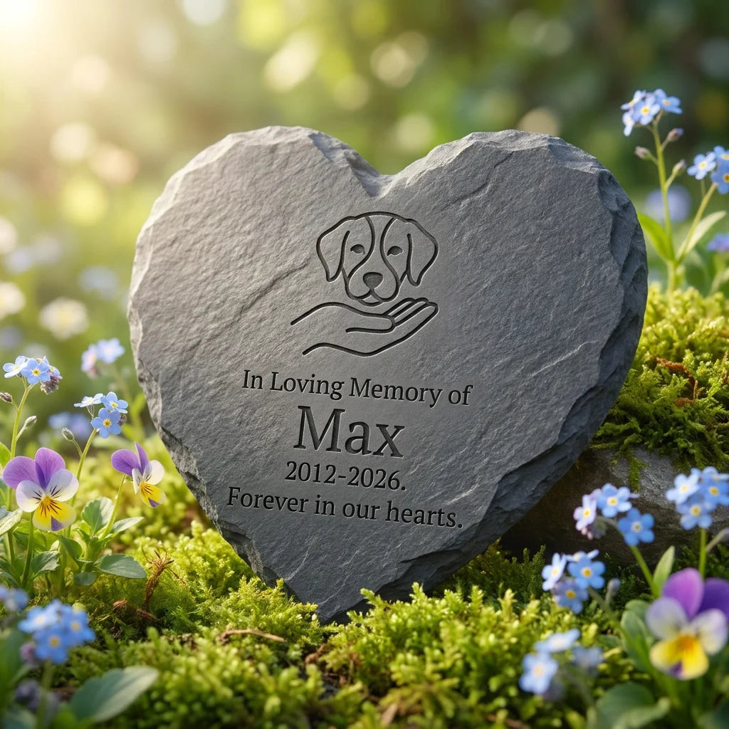 The Gentle Touch Custom Heart-shaped Slate Memorial Garden Stone