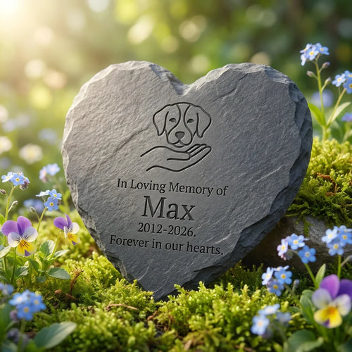 The Gentle Touch Custom Heart-shaped Slate Memorial Garden Stone