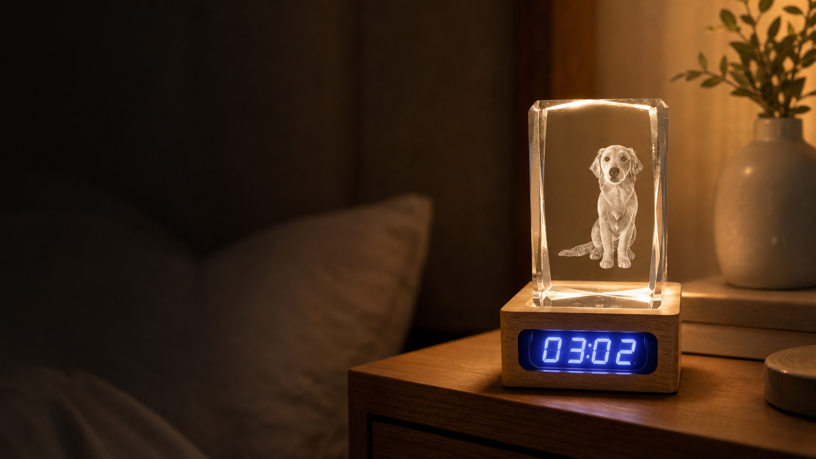 Personalized 3D crystal pet memorial night light carousel image