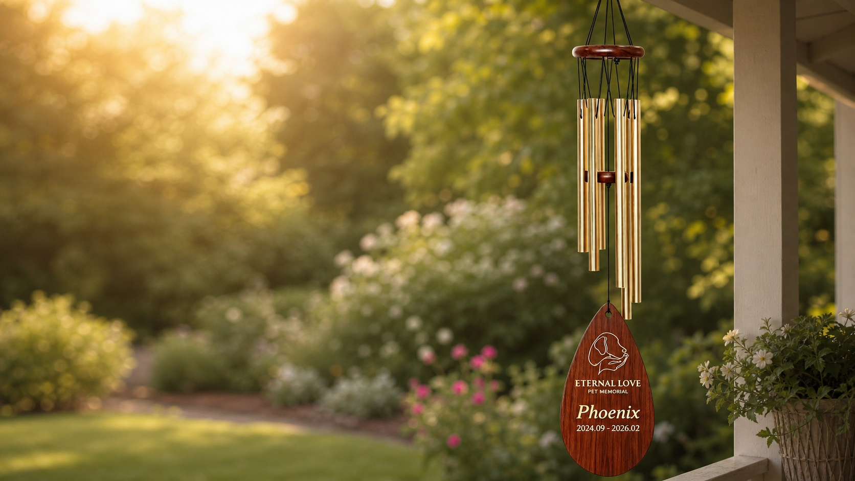 Personalized pet memorial wind chime carousel image